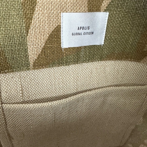 Apolis Market Bag Large Burlap Shoulder Market Bag Leather Handles New Como - Picture 7 of 10